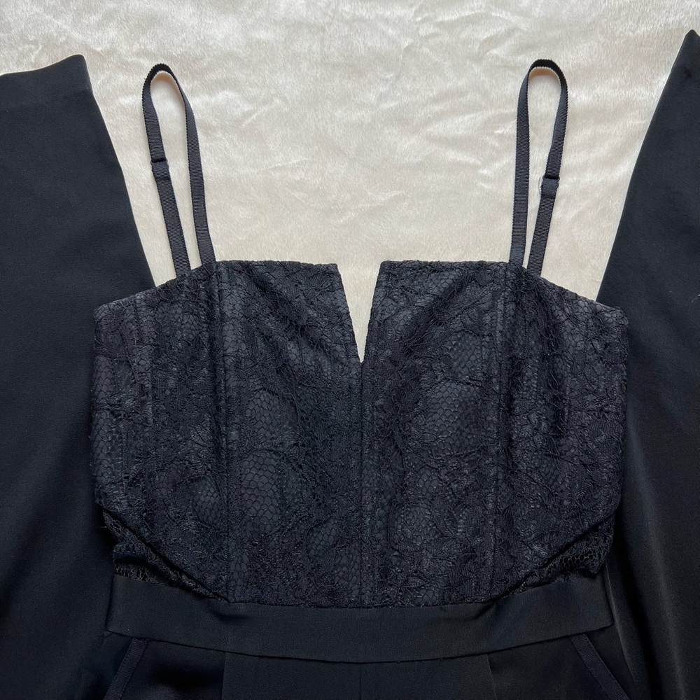 Alice + Olivia Sz 4 Black Lace Jumpsuit NWT - Picture 4 of 12